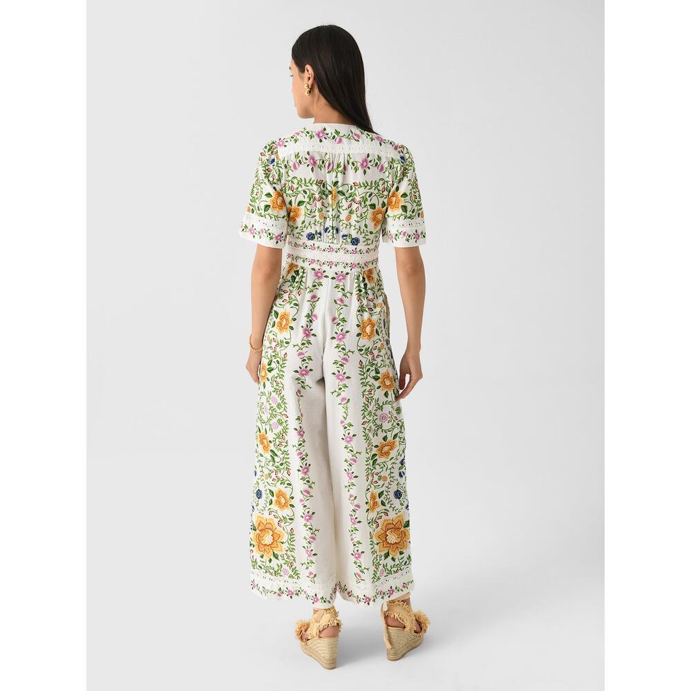 FARM Rio Folk Floral Linen Medium Wide-Leg Jumpsuit - Picture 15 of 16